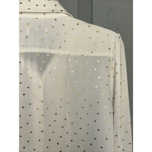 Untuckit Shirt Top Womens 6 Ivory Gold Fleck Sabrina Blouse Pleated Career Lux - Picture 13 of 15
